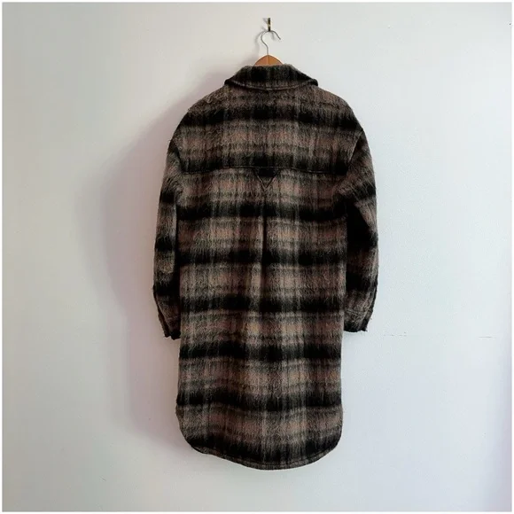 Avec Les Filles Longline Plaid Fuzzy Shacket S - Picture 7 of 16